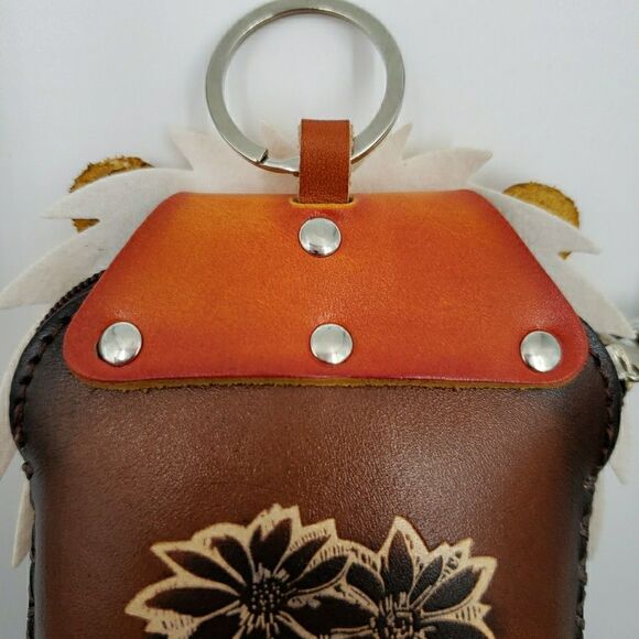 Lion Cat Gift Wristlet Wallet Card Holder Keychain Quirky Handmade Unique Boho - Picture 13 of 16